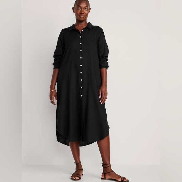 NWT! Black Long-Sleeve Shirt Dress for Women - Multiple Sizes 💜 - Picture 4 of 9